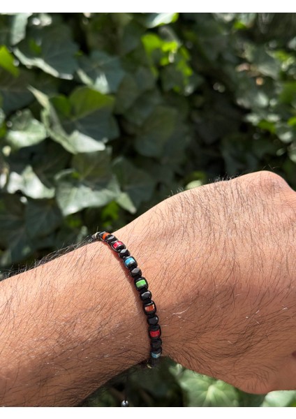 Varisit, Hematit Bileklik - Iden Black Mix Bileklik - Tasarım Bileklik 4mm Ayarlanabilir