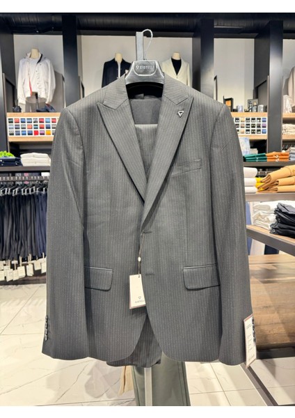 Siyah Erkek Takım Elbise | Slim Fit Şık Düğmeli Resmi Takım