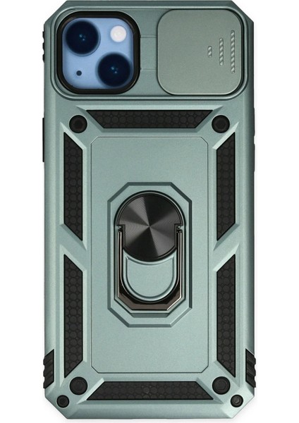 Iphone 14 Plus Kılıf Pars Lens Yüzüklü Silikon - Yeşil Svlrs