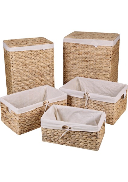 Casa Linda Dikdörtgen 5 Parça Hasır Kirli Çamaşır Sepeti Seti fiyatları