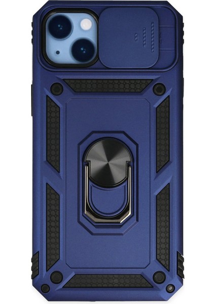 Iphone 14 Plus Kılıf Pars Lens Yüzüklü Silikon - Lacivert Svlrs