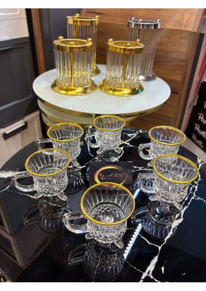 Yaldızlı Gold Detaylı Ayaklı Kahve ve Çay Bardağı, Şık ve Modern Sunum Ürünü modelleri