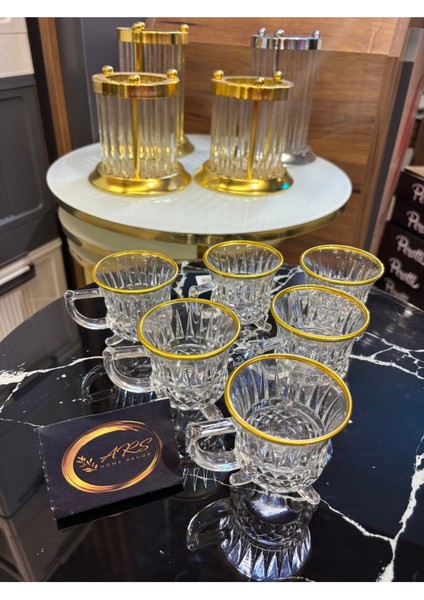 Yaldızlı Gold Detaylı Ayaklı Kahve ve Çay Bardağı, Şık ve Modern Sunum Ürünü fırsatları