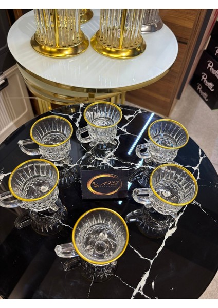 Yaldızlı Gold Detaylı Ayaklı Kahve ve Çay Bardağı, Şık ve Modern Sunum Ürünü indirimleri