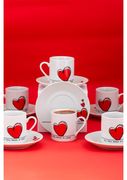 12 Parça Porselen Kahve Fincan Takımı 90ML, 6 Kişilik Beyaz Set fiyatları