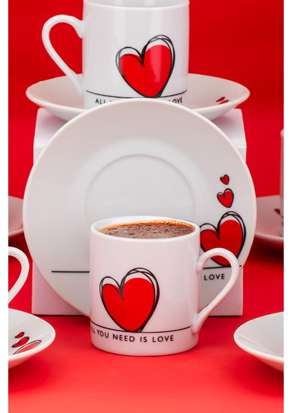 12 Parça Porselen Kahve Fincan Takımı 90ML, 6 Kişilik Beyaz Set modelleri