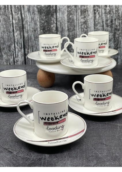 Şık 12'li 6 Kişilik Beyaz Porselen Kahve Fincan Takımı, 90ML fiyatları