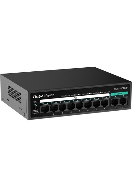 -Reyee RG-ES110FG-P 8xfe+2xge F.gigabit 110W Poe Switch fiyatları