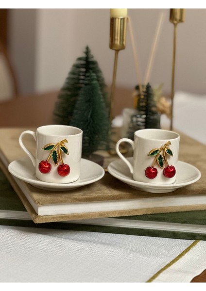 Altın Salkımlı Kiraz Desenli 2 Kişilik Porselen Kahve Fincanı Takımı fiyatları