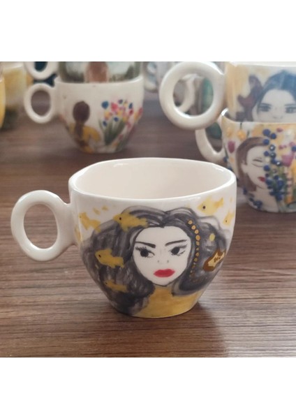 El Yapımı Renkli Seramik Fincan, Yıkanabilir ve Dayanıklı, Şık Tasarım