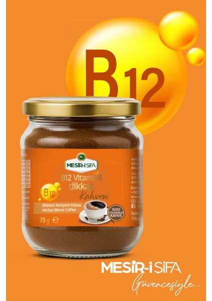 B12 Vitamin Katkılı Bitkisel Karışımlı Çözünebilir Kahve 75GR fırsatları