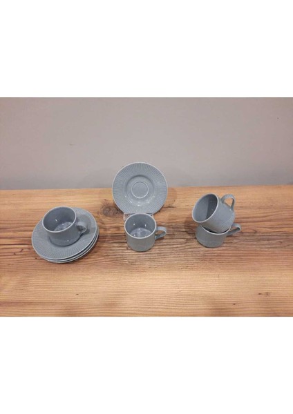 Mavi 8 Parça Porselen Kahve Fincan Takımı, 4 Kişilik, Şık ve Zarif Tasarım modelleri