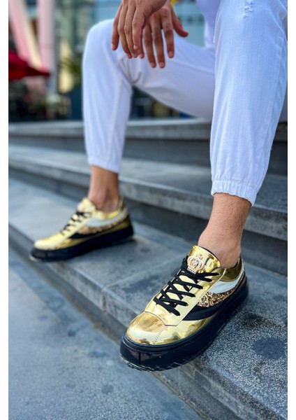 J975 Majesty Ortopedik Taban Günlük Rugan Erkek Sneaker Spor Ayakkabı Rst Gold modelleri