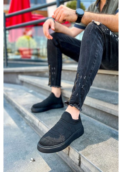 J411 Craig Ortopedik Taban Günlük Triko Erkek Sneaker Spor Ayakkabı Tst Siyah