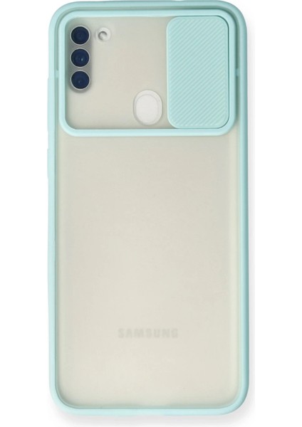 Samsung Galaxy A11 Kılıf Palm Buzlu Kamera Sürgülü Silikon - Turkuaz Svlrs