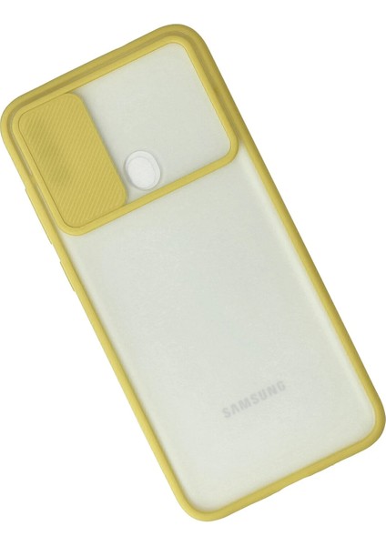 Samsung Galaxy A11 Kılıf Palm Buzlu Kamera Sürgülü Silikon - Sarı Svlrs modelleri