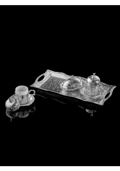 2 Kişilik Osmanlı Desenli Gümüş Türk Kahvesi Fincan Takımı Seti fiyatları