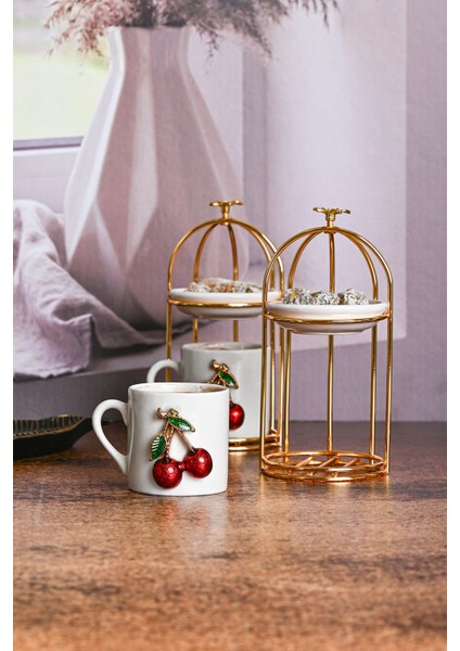 2 Kişilik Kiraz Fincanlı Lokumluklu Kahve Takımı, Şık ve Zarif Tasarım modelleri