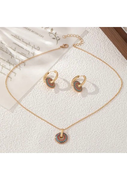 Renkli Mine Kolye Küpe Set fırsatları