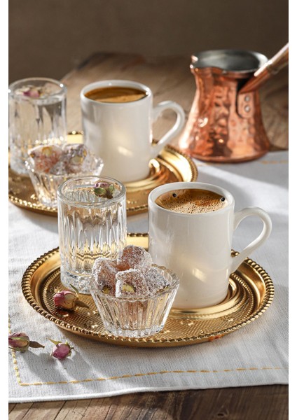 Şık 2 Kişilik 8 Parça Altın Detaylı Kahve Fincan Takımı, Ikram Seti fiyatları
