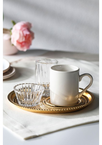 Şık 2 Kişilik 8 Parça Altın Detaylı Kahve Fincan Takımı, Ikram Seti modelleri