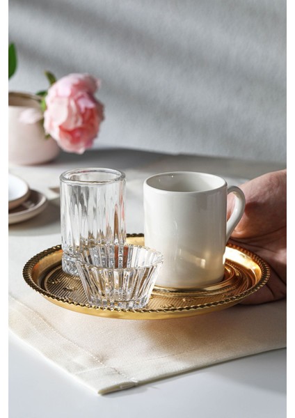 Şık 2 Kişilik 8 Parça Altın Detaylı Kahve Fincan Takımı, Ikram Seti fırsatları