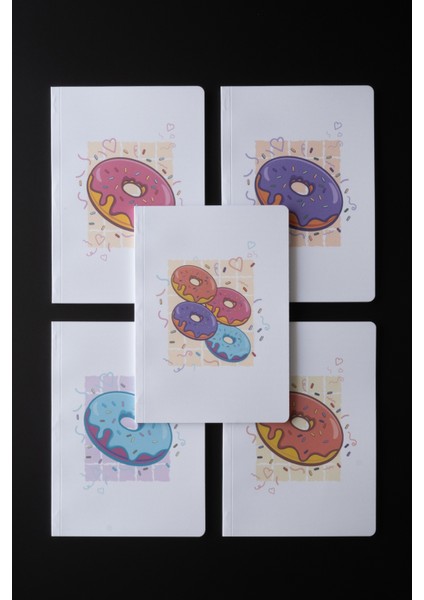 Enerjik Donutlar 5'li Defter Seti - Çizgisiz - Her Biri 56 Sayfa - 14X20CM - Iplik Dikişli Cilt fiyatları