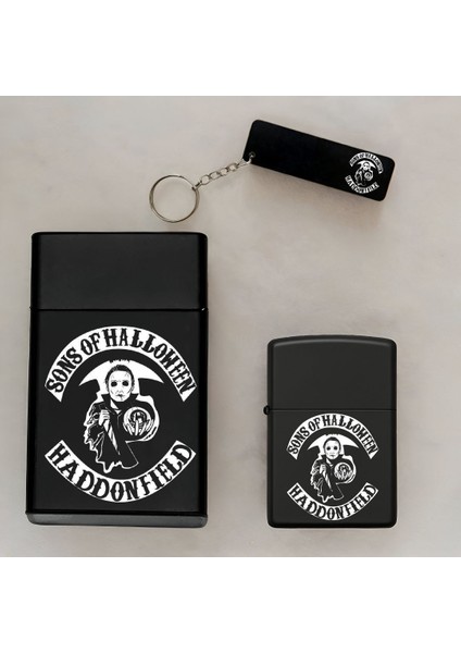 Sons Of Halloween Desenli Isimli Çakmak,metal Tabaka ve Anahtarlık Hediye Seti fiyatları