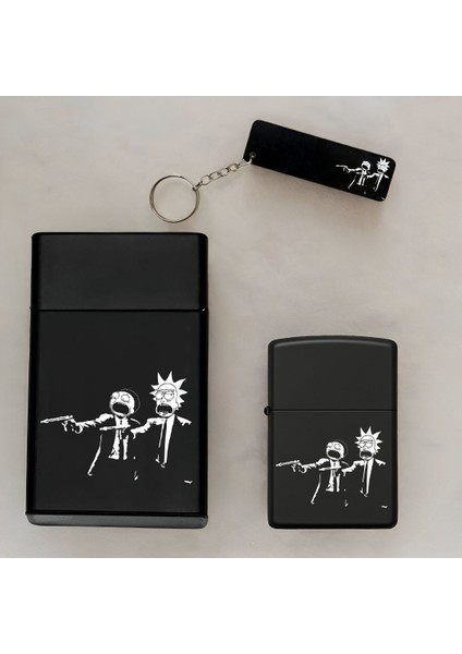 Rick Fiction Desenli Kişiye Özel Isimli Çakmak,metal Tabaka ve Anahtarlık Seti - 3'lü Hediye Set fiyatları