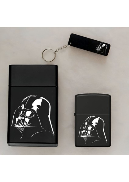 Darth Vader Desenli Kişiye Özel Isimli Çakmak,metal Tabaka ve Anahtarlık Seti - 3'lü Hediye Set fiyatları