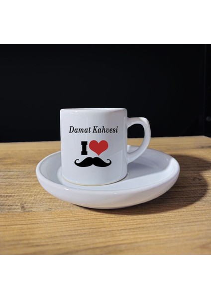 Baskılı Damat Kahvesi Fincanı, Söz ve Nişan Için Şık ve Özel Tasarım
