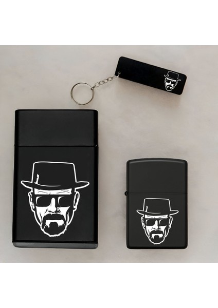 Breaking Bad Desenli Isimli Çakmak,metal Tabaka ve Anahtarlık Seti - 3'lü Hediye Set fiyatları