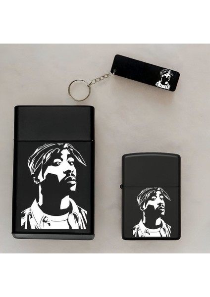 Tupac Desenli Kişiye Özel Isimli Çakmak,metal Tabaka ve Anahtarlık Seti - 3'lü Hediye Set fiyatları