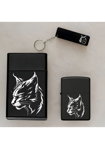 Kedi Desenli Kişiye Özel Isimli Çakmak,metal Tabaka ve Anahtarlık Seti - 3'lü Hediye Set SMP41 fiyatları