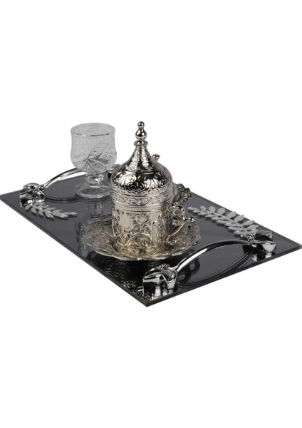 Siyah Ayna Gümüş Detaylı Kahve Fincanı Seti, Şık ve Zarif Tasarım modelleri