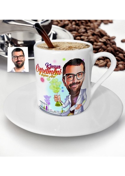 Kişiye Özel Bay Kimya Öğretmeni Renkli Türk Kahvesi Fincanı - 2'li Set