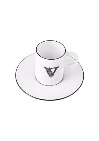 Şık Beyaz Harf V Tabaklı Kahve Fincanı 85 cc P021914 fiyatları