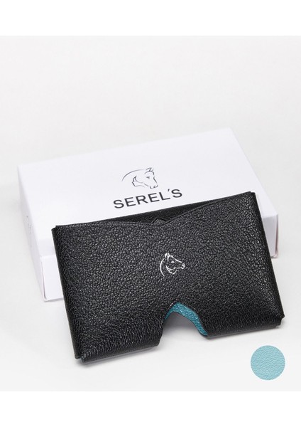 Exclusive Hakiki Deri Siyah Bebek Mavisi Kartlık