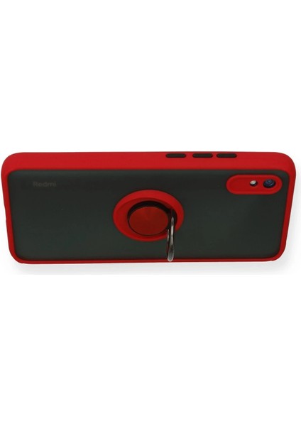 Xiaomi Redmi 9A Kılıf Montreal Yüzüklü Silikon Kapak - Kırmızı Svlrs modelleri