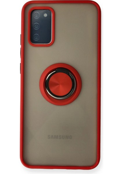 Samsung Galaxy A02S Kılıf Montreal Yüzüklü Silikon Kapak - Kırmızı Svlrs