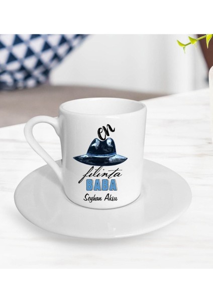 Kişiye Özel Renkli Babalar Günü Türk Kahvesi Fincanı, 2'li Set