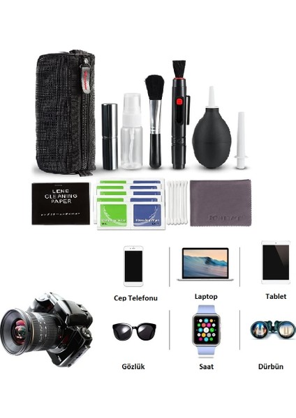 9-In-1 Lens Temizleme Kiti – Hava Üfleyici, Lenspen, Mikro-Fiber Bez, Sprey indirimleri