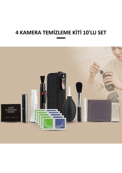9-In-1 Lens Temizleme Kiti – Hava Üfleyici, Lenspen, Mikro-Fiber Bez, Sprey