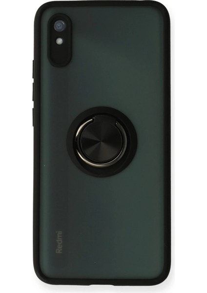 Xiaomi Redmi 9A Kılıf Montreal Yüzüklü Silikon Kapak - Siyah Svlrs
