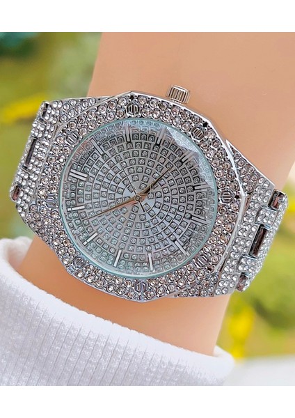 Gümüş Renk Full Taşlı 44 mm Kasa Ebatı Vintage Kadın Kol Saati fiyatları