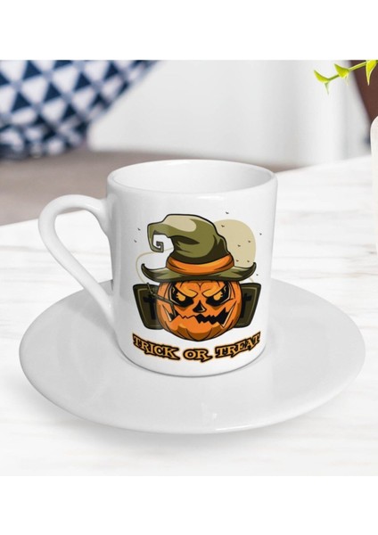 Halloween Temalı Şık Türk Kahvesi Fincanı, Özel Tasarım, Hediye Seçenekleri