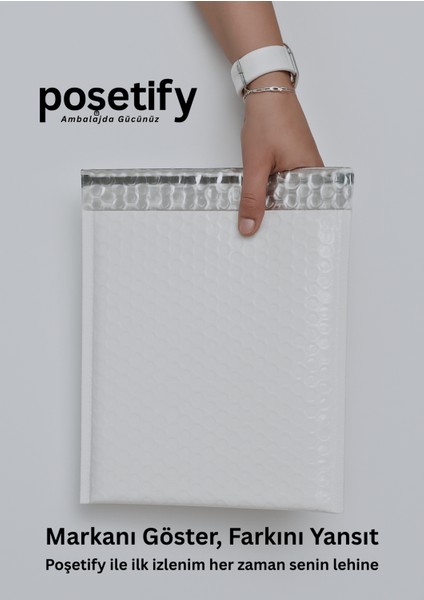Balonlu Beyaz Kargo Poşeti 18X23+5 cm | 140 gr Bantlı Patpatlı Kargo Poşeti | 20’li E-Ticaret Poşeti