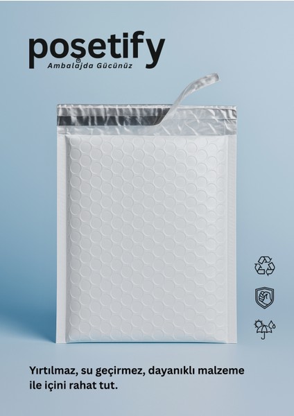Balonlu Beyaz Kargo Poşeti 18X23+5 cm | 140 gr Bantlı Patpatlı Kargo Poşeti | 20’li E-Ticaret Poşeti