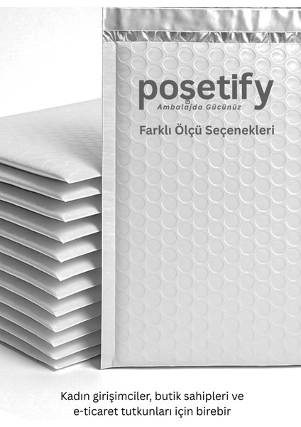 Balonlu Beyaz Kargo Poşeti 18X23+5 cm | 140 gr Bantlı Patpatlı Kargo Poşeti | 20’li E-Ticaret Poşeti