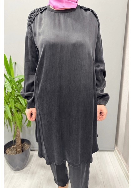 Saten Ipek Tunik Pantolon Takım Antrasit 37017 fiyatları